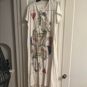 White Graphic Print Dress
